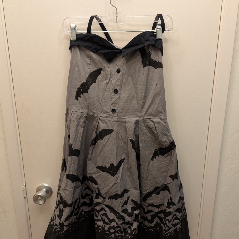 Gray and Black Bat Print Dress